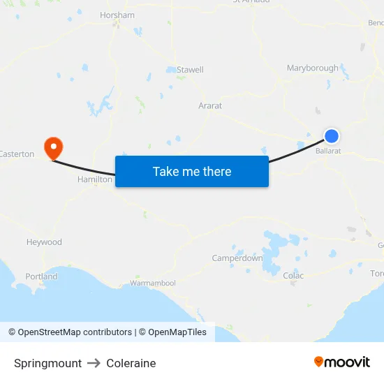 Springmount to Coleraine map