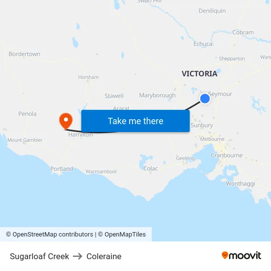 Sugarloaf Creek to Coleraine map