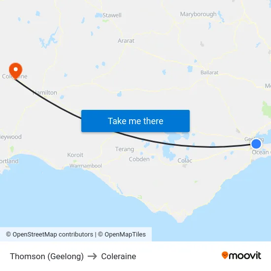 Thomson (Geelong) to Coleraine map