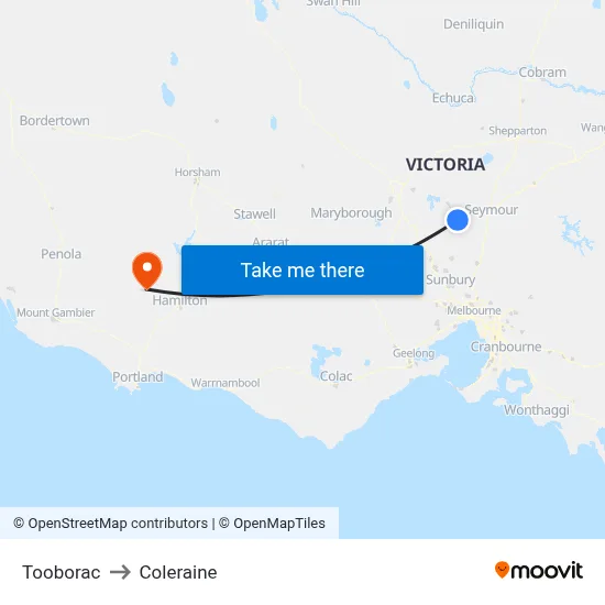 Tooborac to Coleraine map