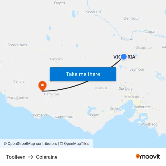 Toolleen to Coleraine map