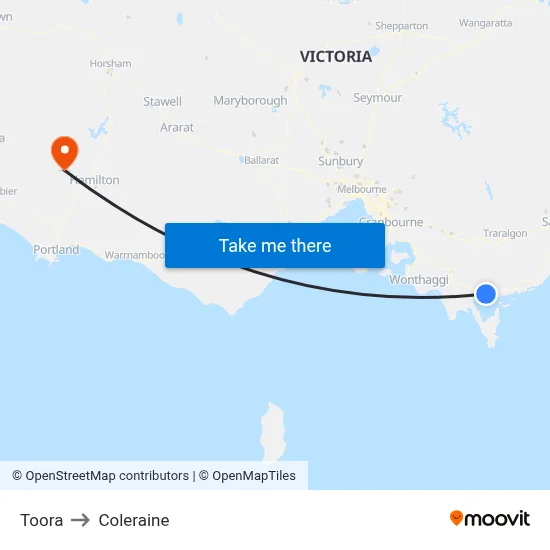 Toora to Coleraine map