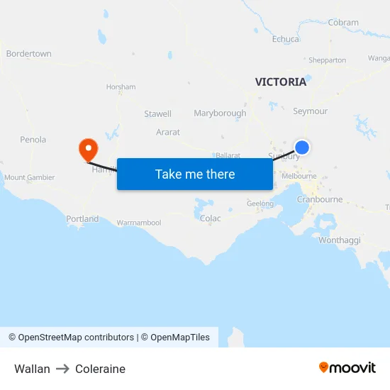 Wallan to Coleraine map