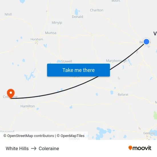 White Hills to Coleraine map