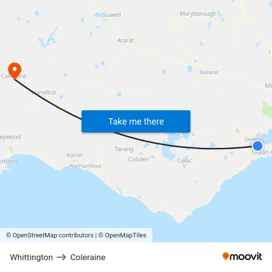 Whittington to Coleraine map