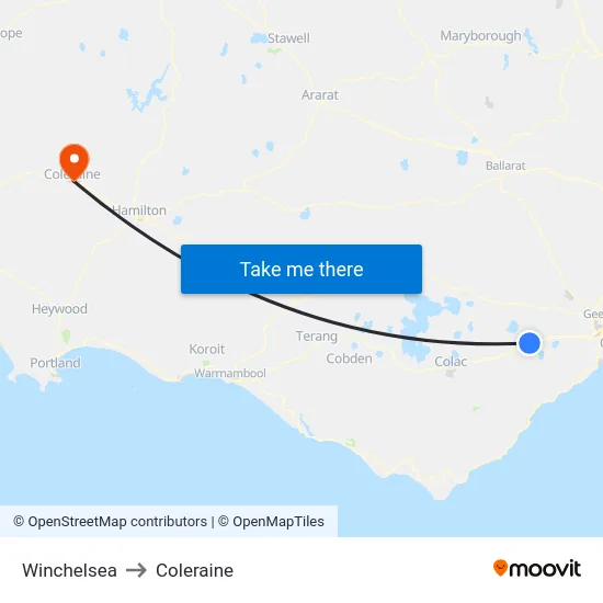 Winchelsea to Coleraine map