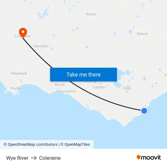 Wye River to Coleraine map