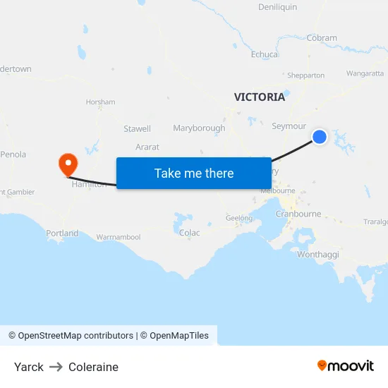 Yarck to Coleraine map