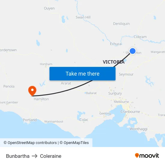 Bunbartha to Coleraine map