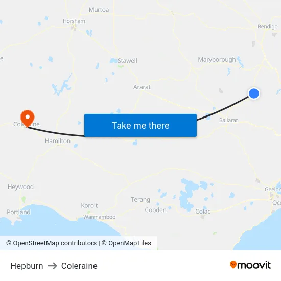 Hepburn to Coleraine map