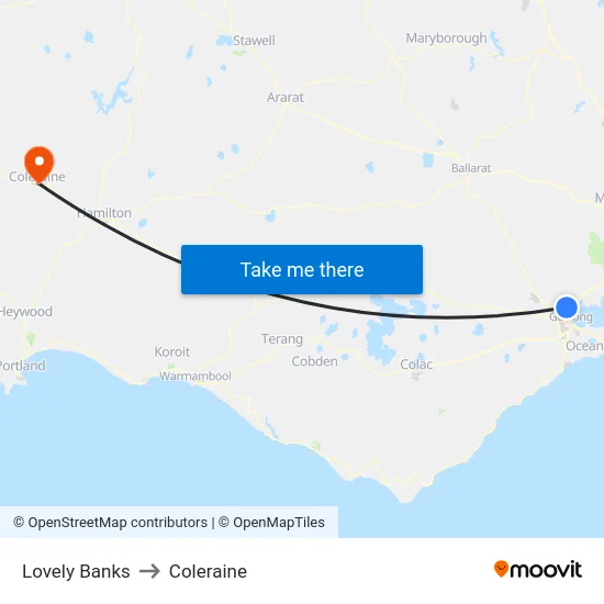 Lovely Banks to Coleraine map