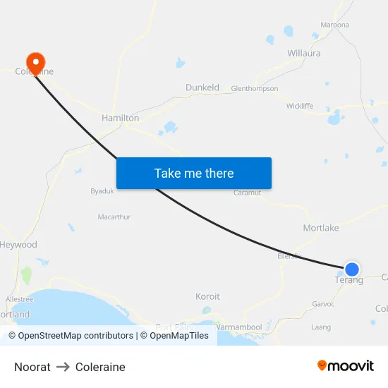 Noorat to Coleraine map