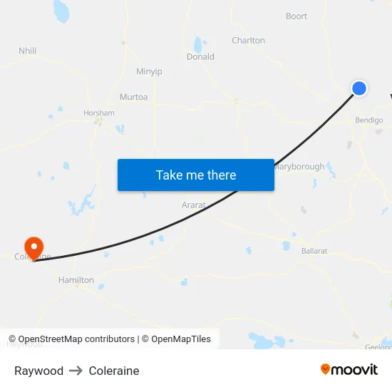 Raywood to Coleraine map