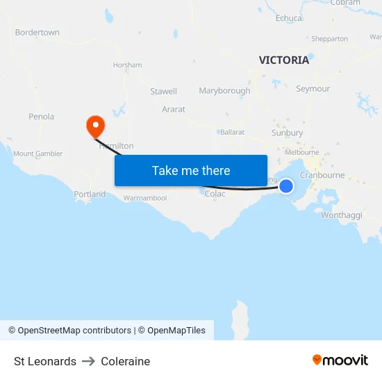 St Leonards to Coleraine map
