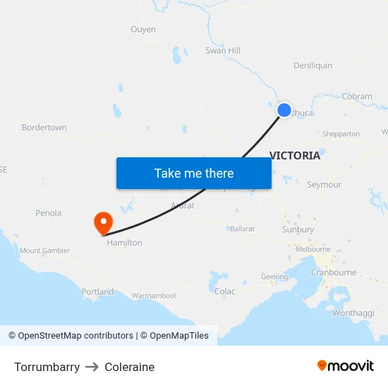 Torrumbarry to Coleraine map