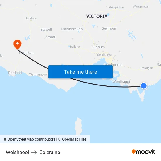 Welshpool to Coleraine map