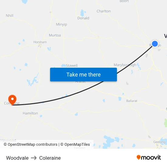 Woodvale to Coleraine map