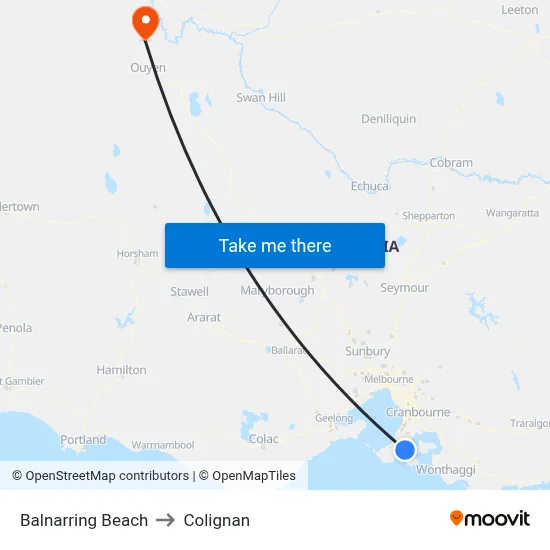 Balnarring Beach to Colignan map