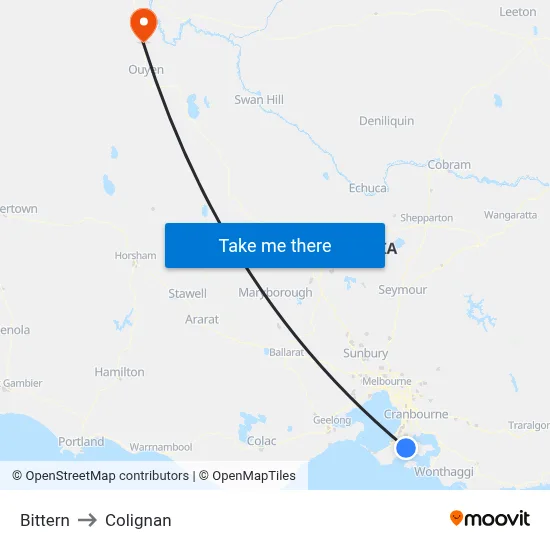 Bittern to Colignan map