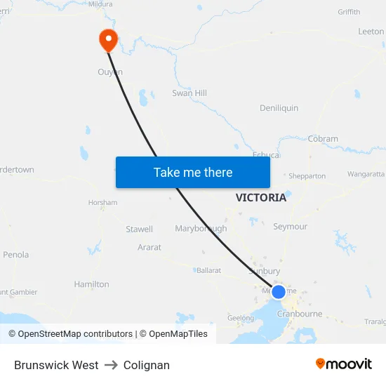 Brunswick West to Colignan map