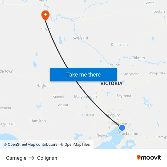 Carnegie to Colignan map
