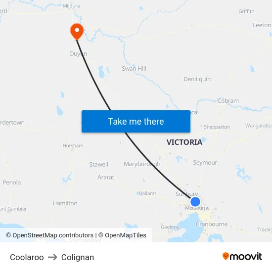 Coolaroo to Colignan map
