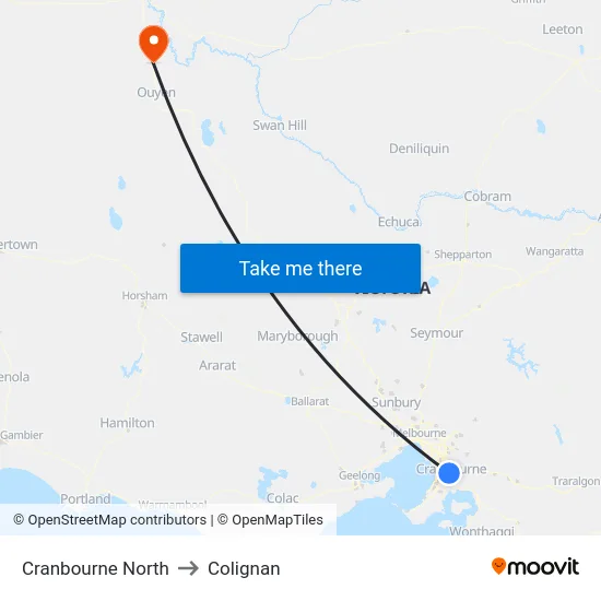 Cranbourne North to Colignan map