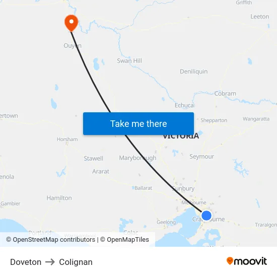 Doveton to Colignan map