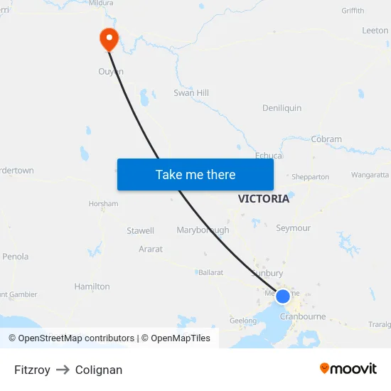 Fitzroy to Colignan map
