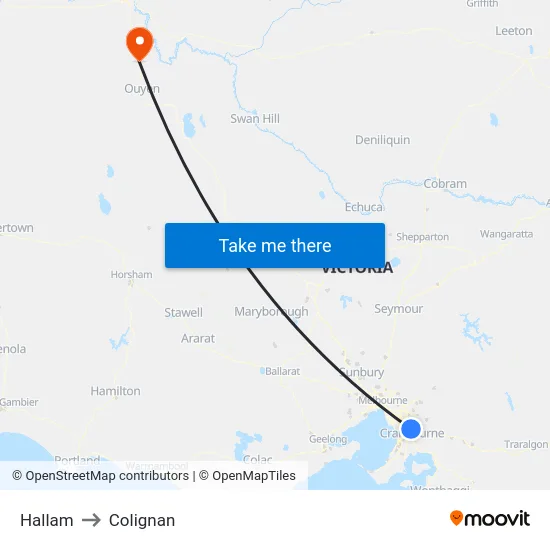 Hallam to Colignan map