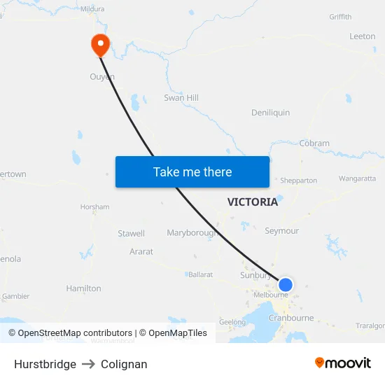 Hurstbridge to Colignan map