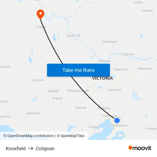 Knoxfield to Colignan map