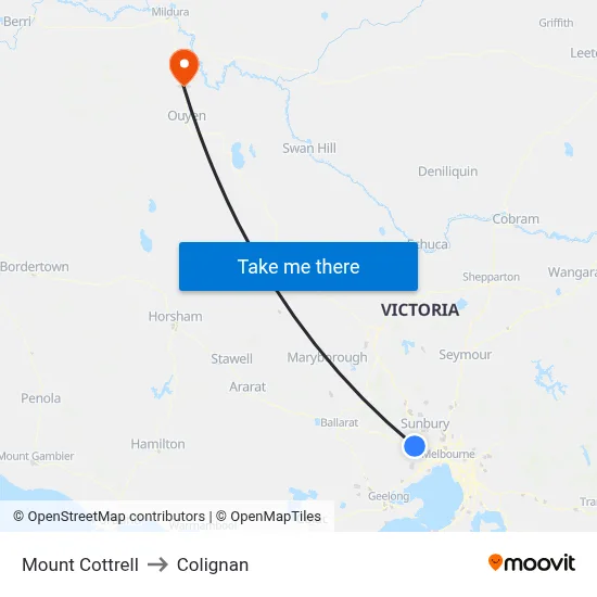 Mount Cottrell to Colignan map