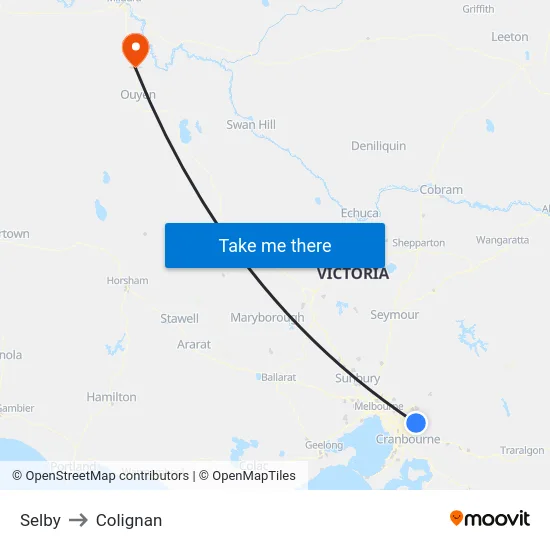 Selby to Colignan map