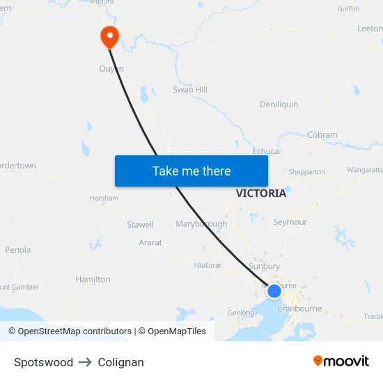 Spotswood to Colignan map