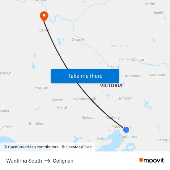 Wantirna South to Colignan map
