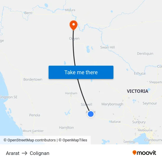Ararat to Colignan map
