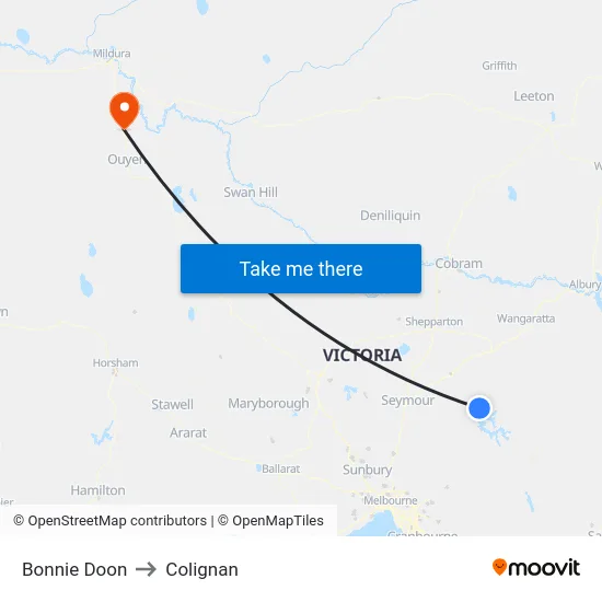 Bonnie Doon to Colignan map