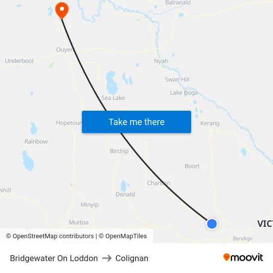 Bridgewater On Loddon to Colignan map