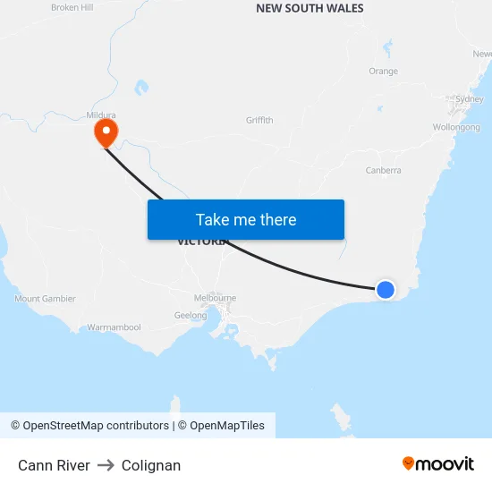 Cann River to Colignan map