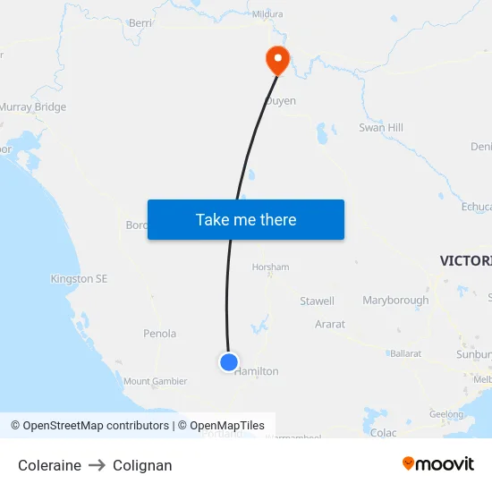 Coleraine to Colignan map