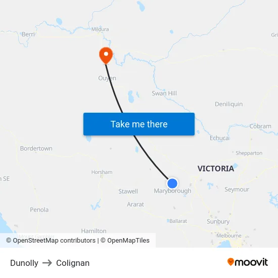 Dunolly to Colignan map