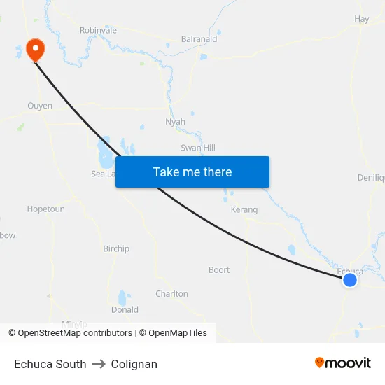 Echuca South to Colignan map