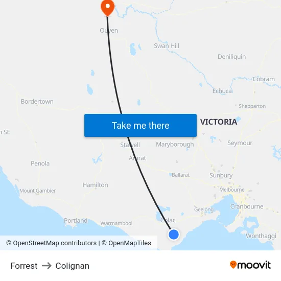 Forrest to Colignan map