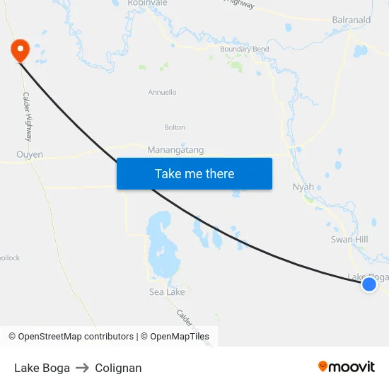 Lake Boga to Colignan map