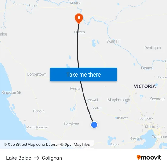 Lake Bolac to Colignan map