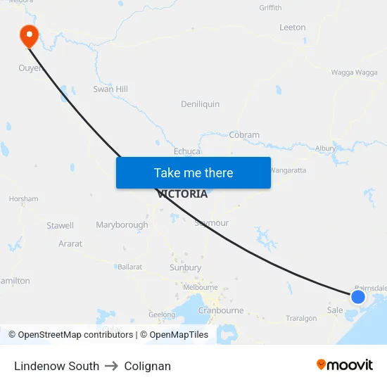 Lindenow South to Colignan map
