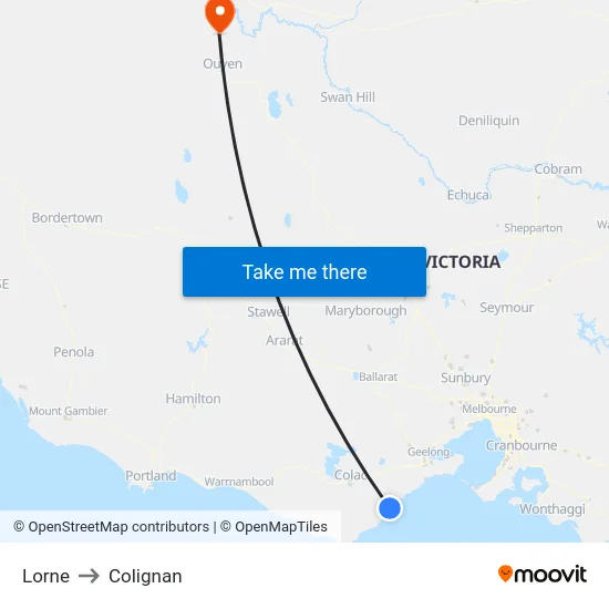 Lorne to Colignan map