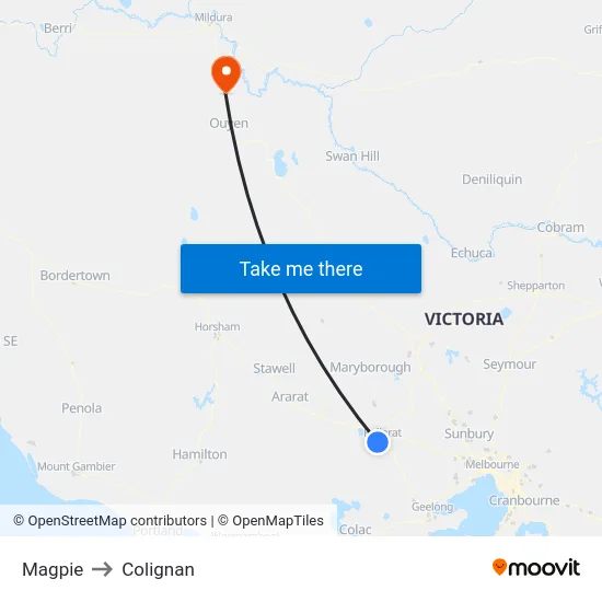 Magpie to Colignan map
