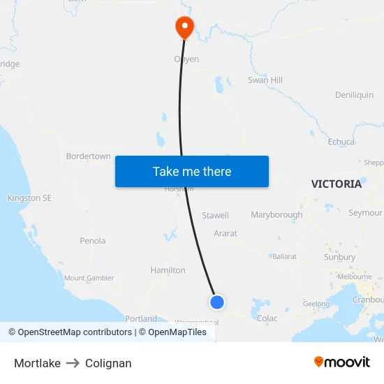 Mortlake to Colignan map